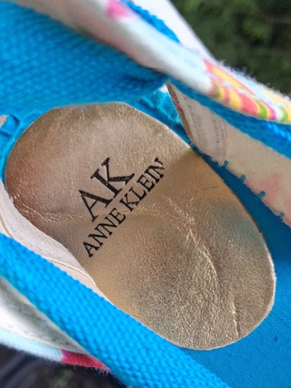 Anne Klein Floral Espadrille Sandals with Bright Blue Ties